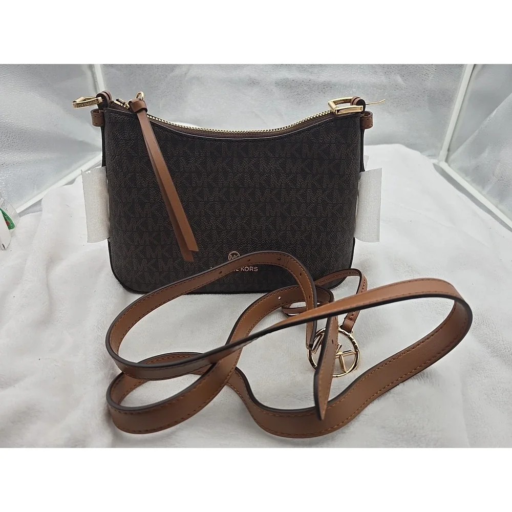 Michael Kors Signature Laney Medium Crossbody Shoulder Bag Brown/Acorn‎ NEW🎀NWT